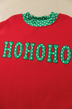 Load image into Gallery viewer, Tomato Red Casual Polka Dot Patchwork Letter Graphic Plus Size Sweatshirt