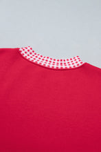 Load image into Gallery viewer, Red Colorblock Polka Dot Contrast Trim Oversized Sweatshirt