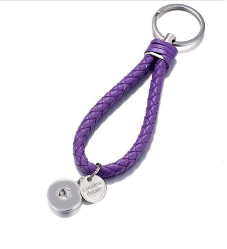 18 or 20 MM Purple Leather Braid Key Chain Snap