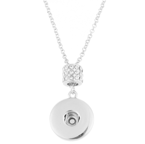 18 or 20 MM Silver Plated with Rhinestone Barrel Necklace 18 Inches Long