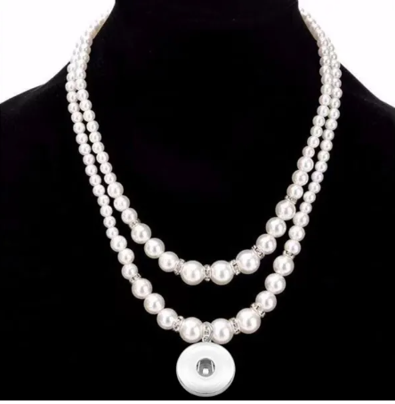 18 or 20 MM Simple double layer snap pearl necklace with rhinestones