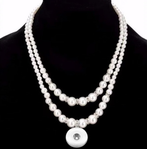 18 or 20 MM Simple Stacked Pearl Snap necklace with diamonds