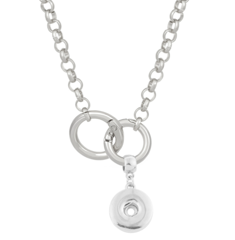 18 or 20 MM Silver Plated Snap Charm Necklace