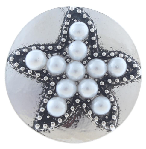20 MM Silver Tone with Pearls Starfish