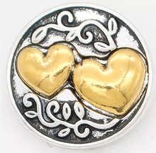 Load image into Gallery viewer, 20 MM Gold Double Heart (Silver and Rose Gold)