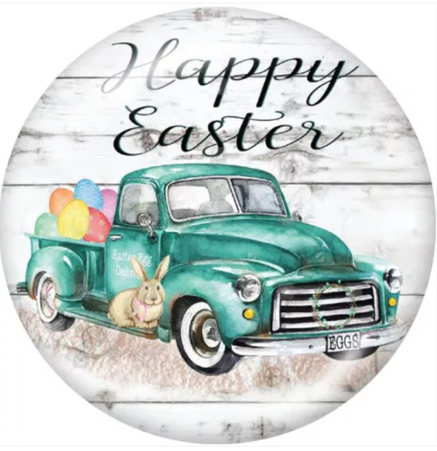 20 MM Happy Easter Truck with Bunny and Easter Eggs Glass