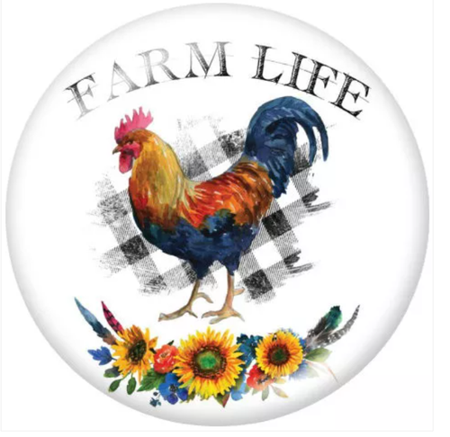 20 MM Rooster (Farm Life) Glass