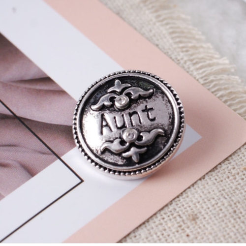 20 MM Aunt Antique Silver Plated with Rhinestones
