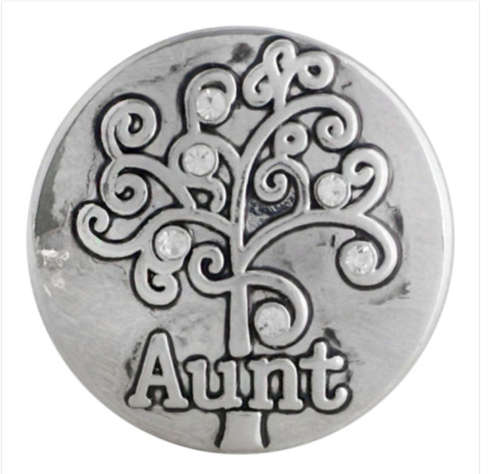 20 MM Aunt  Tree of Life Antique Silver with Rhinestones