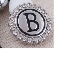 Load image into Gallery viewer, 20 MM Silver Plated/Rhinestone English Initial Snap