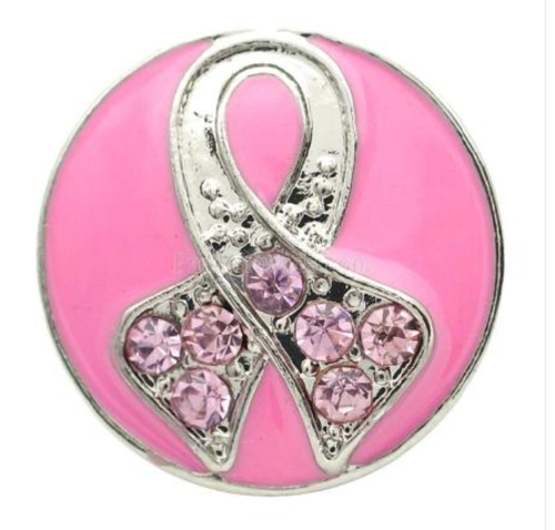 20 MM Pink/Rhinestone Ribbon Cancer Awareness