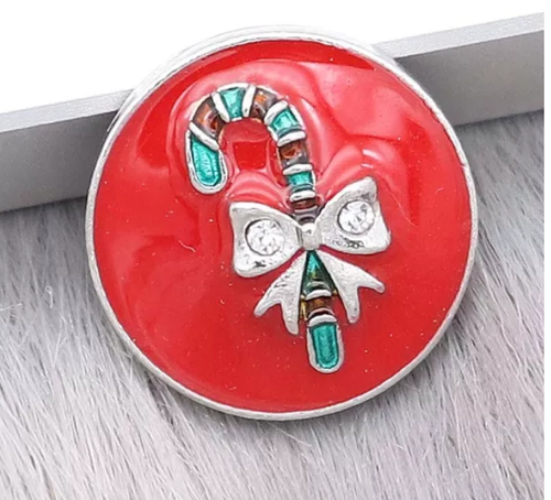 20 MM Candy Cane with Rhinestones Red Enamel