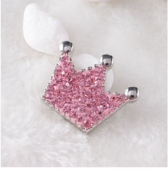 20 MM Pink Rhinestone Crown Snap