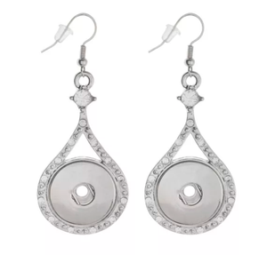 18 or 20 MM Silver Tone/Rhinestone Teardrop Earring