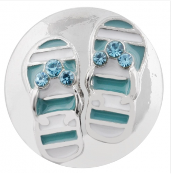 20MM Flip Flop Snap Silver Plated with Blue Rhinestone and Blue Enamel Interchangeable snaps jewelry