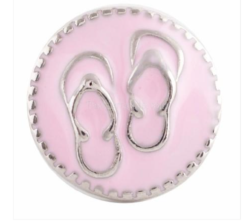 18 MM Flip Flop Pink/Silver Plated