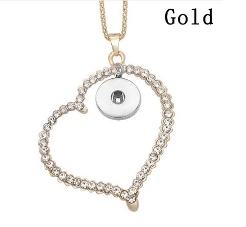 18 or 20 MM Rhinestone Heart Charm 27 Inch Necklace