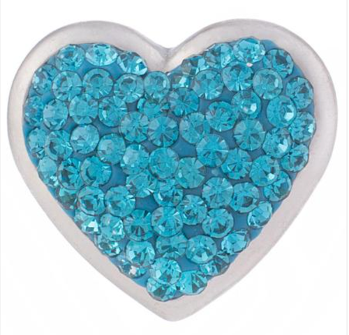 20 MM Puffed Heart Turquoise Rhinestones