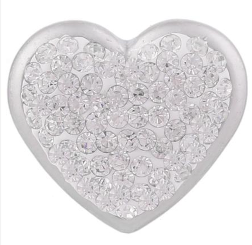 20 MM Puffed Heart Clear Rhinestone