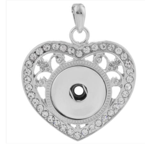 18 or 20 MM Heart Pendant with Clear Rhinestones