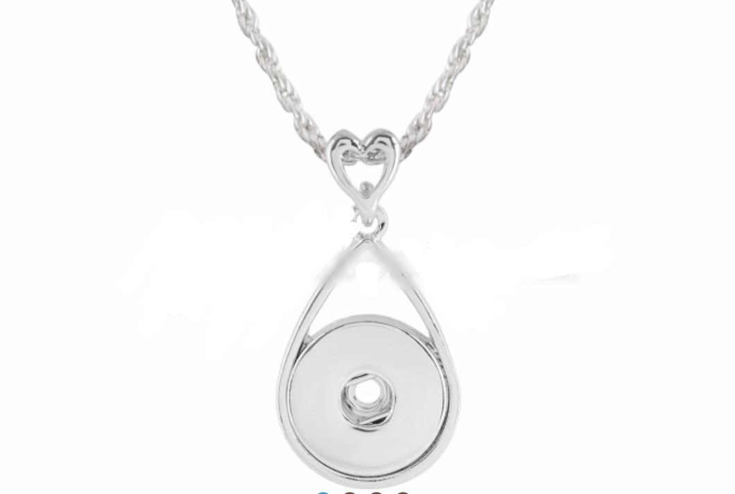 18 or 20 MM Silver Metal Drop With Heart Necklace with 45CM Chain