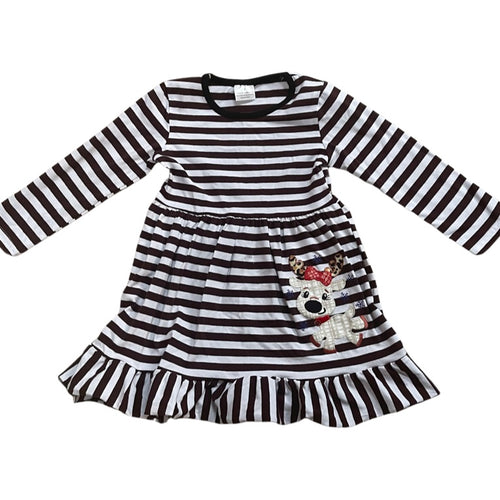 Brown Strip Cute Reindeer Dress