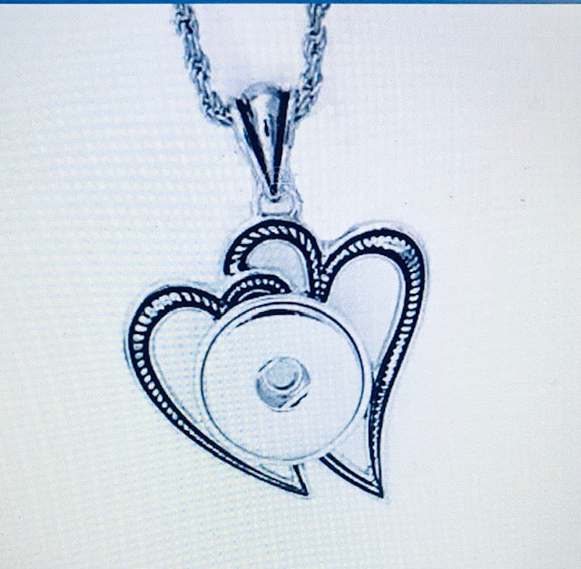 18 or 20 MM Double Heart Necklace (17 Inches Long) Adjustable