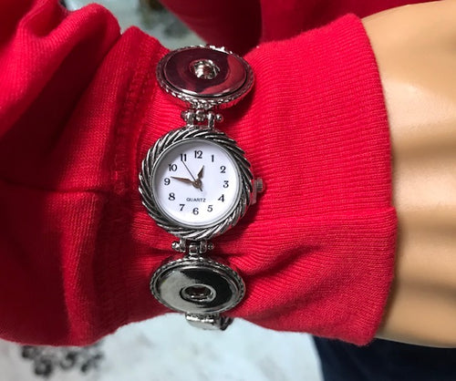 18 or 20 MM Silver Tone 2 Snap Watch Bracelet (9 Inches Long)