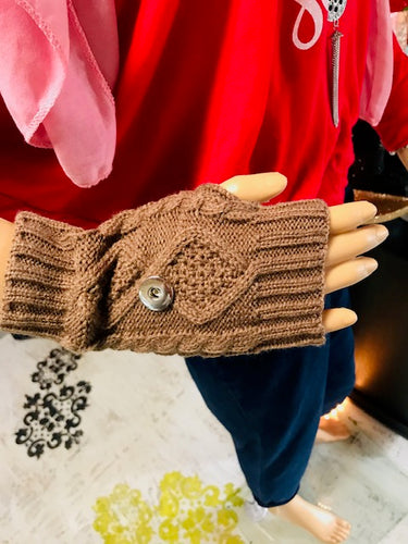18 or 20 MM Knitted Glove Fingerless Color Khaki