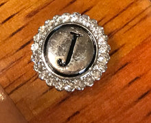 Load image into Gallery viewer, 20 MM Silver Plated/Rhinestone English Initial Snap