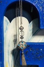 Load image into Gallery viewer, 18 or 20 MM Tassel Necklace with Clear Diamond Cut Bead (31 Inches Long