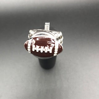 20MM Football Sliver Plated with Rhinestones