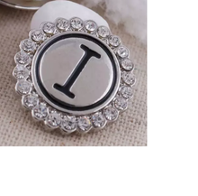 Load image into Gallery viewer, 20 MM Silver Plated/Rhinestone English Initial Snap