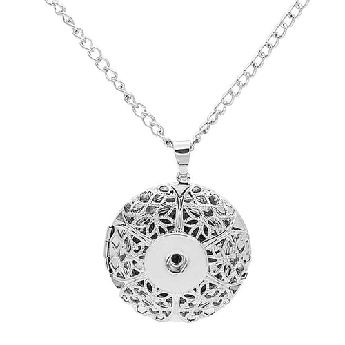 18 or 20 MM 1 Snap Locket Necklace with 27 Adjustable Inch Chain