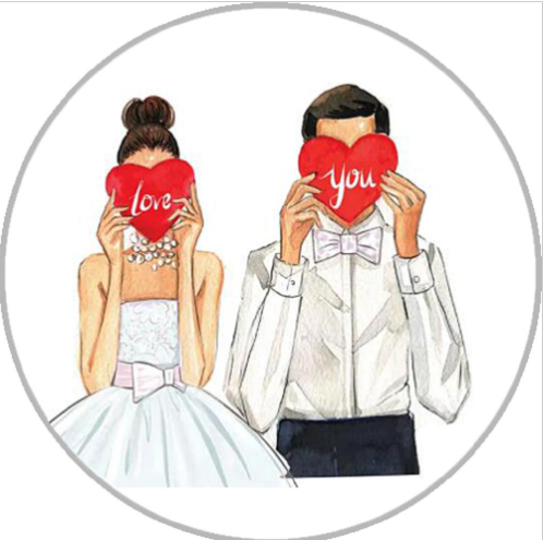 20 MM Print Glass Bride and Groom Snap