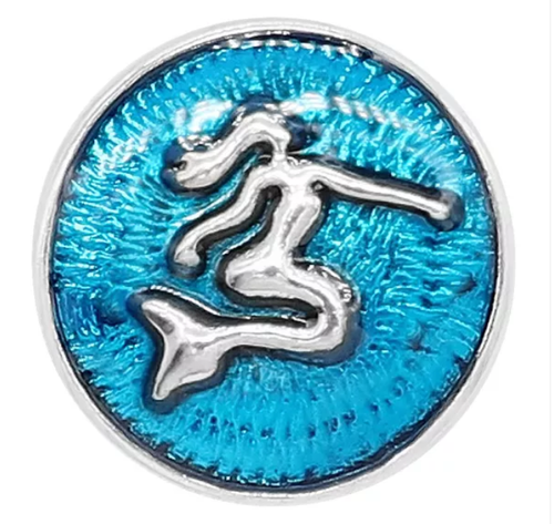 20 MM Silver Plated Blue Enamel Mermaid