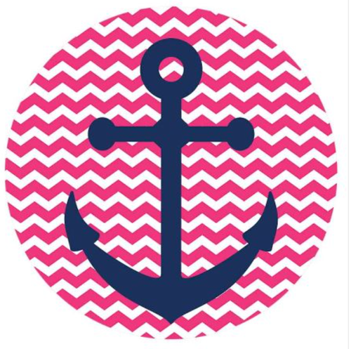 20 MM Pink/Blue Enamel Chevron Anchor