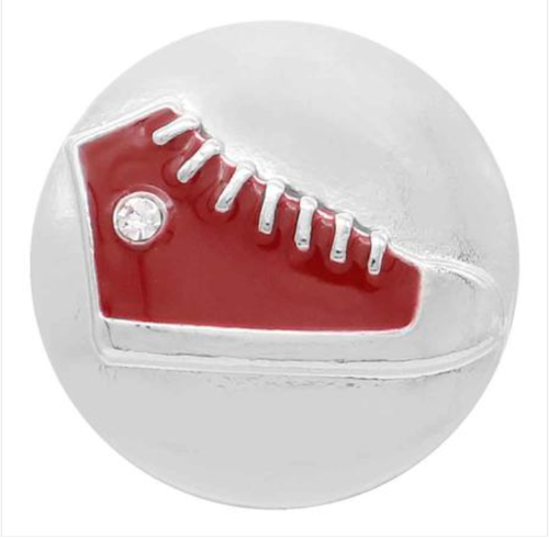 20 MM Red Converse Silver Plated with Rhinestone