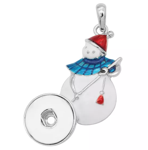 18 or 20 MM Silver/White Enamel Snowman