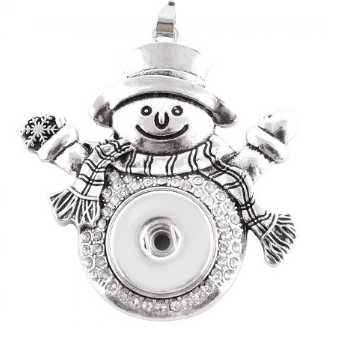 18 or 20 MM Silver Snowman Ornament/Pendant with Rhinestones