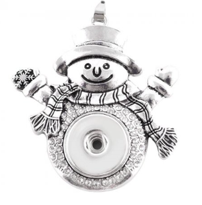 18 or 20 MM Silver Snowman Ornament/Pendant with Rhinestones