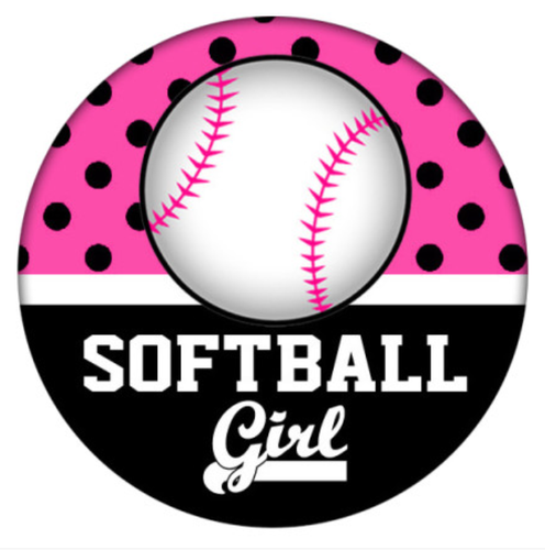 20 MM Softball Girl Pink/Black Enamel