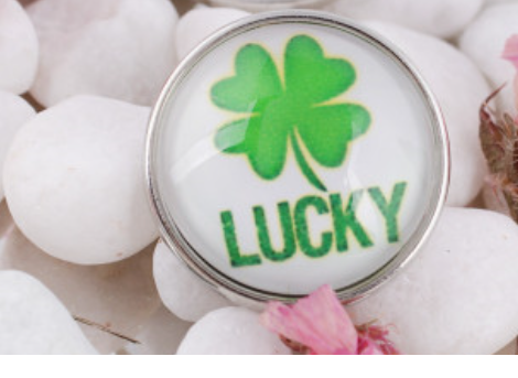 20 MM Snap Glass 4 Leaf Clover