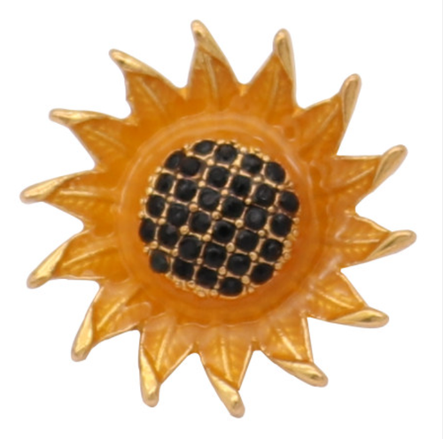 20 MM Enamel/Gold Plated Sunflower with Rhinestones (Small)