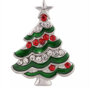 20 MM Christmas Tree Red/Clear Rhinestones