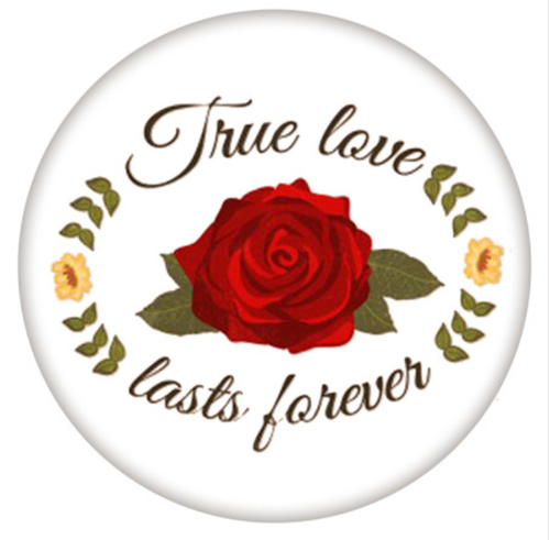 20 MM True Love Lasts Forever White/Red Enamel