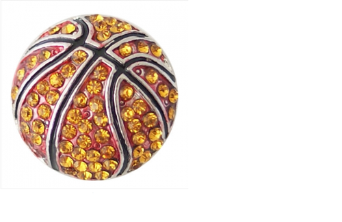 20 MM Basketball Antique Silver Plated with Rhinestones