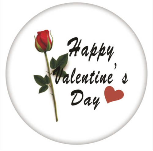 20 MM Happy Valentines Day with Rose White/Red Enamel