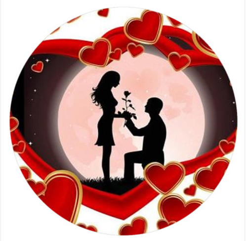 20 MM Love Bending Knee/Moon with Rose Red Enamel
