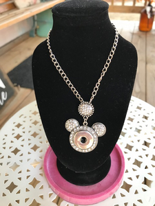 18 or 20 MM Mouse Necklace with Rhinestones (17 inches long)